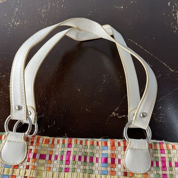 Lina Handbag Tote Purse Weave Pattern Magnetic Snap Interior Pockets Multicolor - Picture 4 of 8